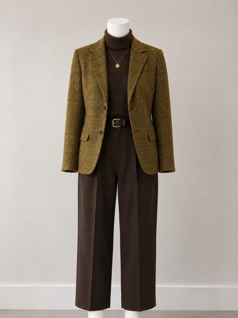 Lee Wald Vintage Wool Plaid Blazer Menswear Inspired Womens XS Olive Green